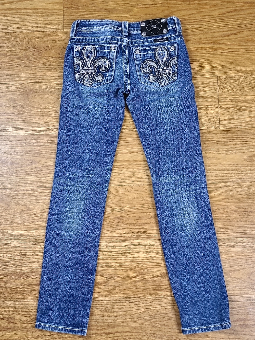 MISS ME VITAGE 10x26 GIRLS JK7066S2 SKINNY, MEDIUM FADED WASH DENIM BLUE JEANS - Picture 5 of 8